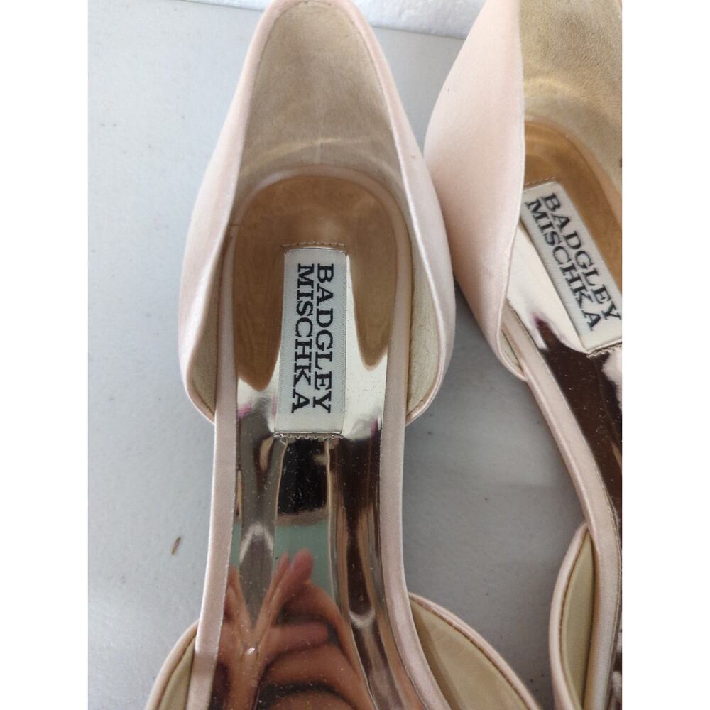 Badgley mischka fergie Sz 8 ballet pink flats pointed toe bow tulle rhinestone - Picture 6 of 7